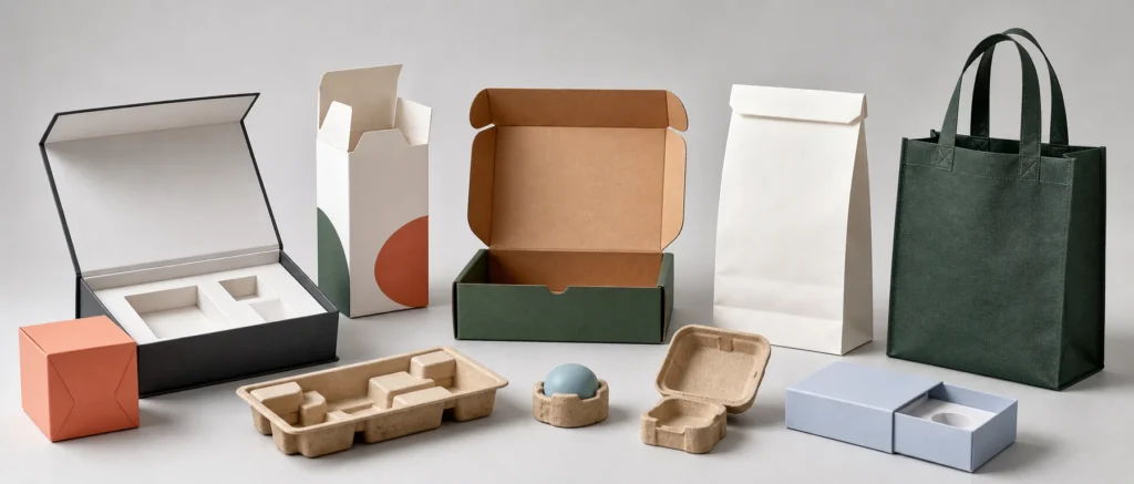 Custom sustainable packaging boxes, mailer bags and paper inserts by NC Packag