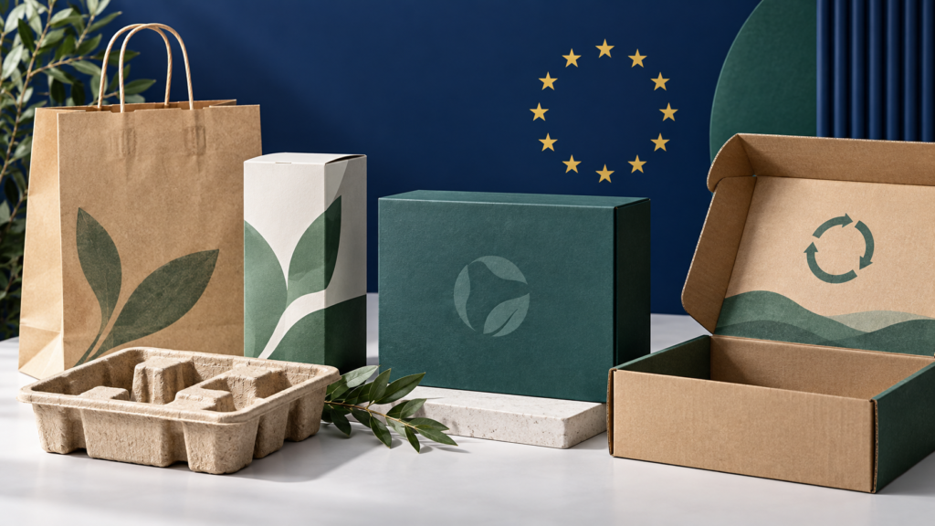EU PPWR packaging 2026 sustainable custom boxes for D2C brands